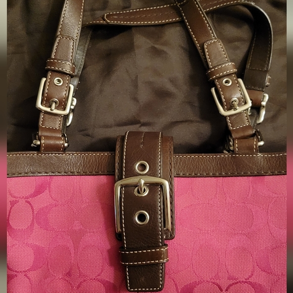 Coach Magenta and brown leather purse - Picture 5 of 6